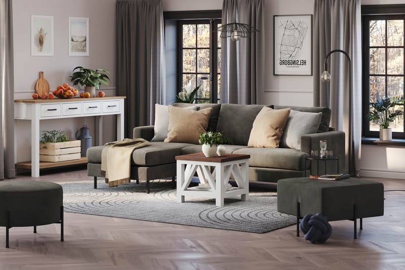 Menard Compact 3-personers Venstrevendt L-formet Divansofa i Manchester - Mørkegrå - Møbler - Sofaer - Sofa med chaiselong