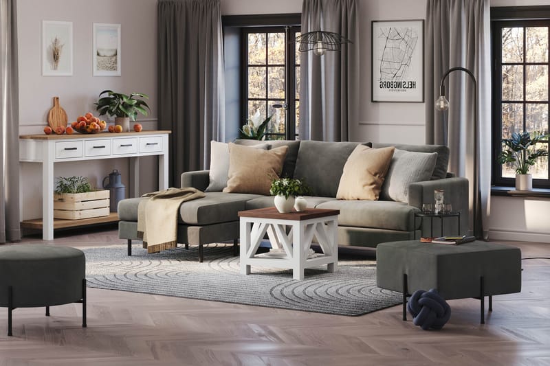 Menard Compact 3-personers Venstrevendt L-formet Divansofa i Manchester - Grå - Møbler - Sofaer - Sofa med chaiselong