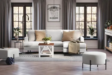 Menard Compact 3-personers Højrevendt L-formet Divansofa i Stof - Lysegrå - Møbler - Sofaer - Sofa med chaiselong