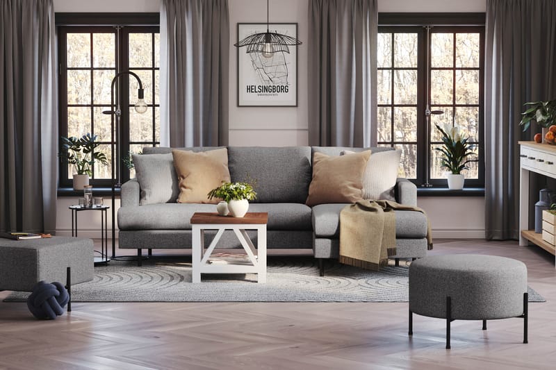 Menard Compact 3-personers Højrevendt L-formet Divansofa i Stof - Mørkegrå - Møbler - Sofaer - Sofa med chaiselong