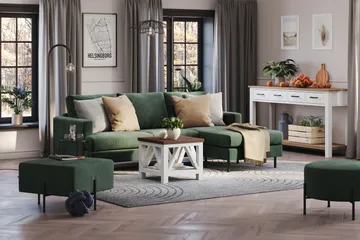 Menard Compact 3-personers Højrevendt L-formet Divansofa i Manchester - Grøn - Møbler - Sofaer - Sofa med chaiselong