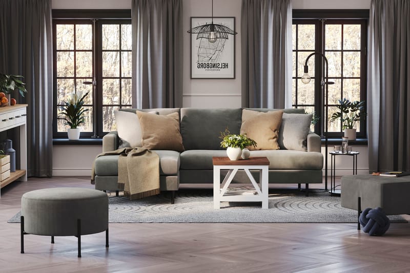 Menard Compact 3-personers Venstrevendt L-formet Divansofa i Manchester - Grå - Møbler - Sofaer - Sofa med chaiselong