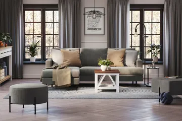 Menard Compact 3-personers Venstrevendt L-formet Divansofa i Manchester - Grå - Møbler - Sofaer - Sofa med chaiselong