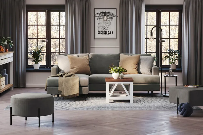 Menard Compact 3-personers Venstrevendt L-formet Divansofa i Manchester - Grå - Møbler - Sofaer - Sofa med chaiselong