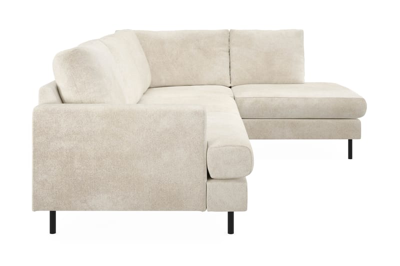 Menard Compact 4-personers Højrevendt L-formet Chaiselongsofa i Fløjl - Cremehvid - Møbler - Sofaer - Sofa med chaiselong