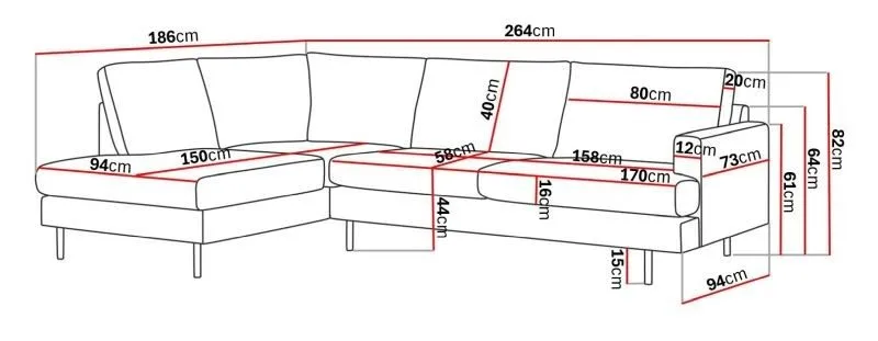 Menard Compact 4-personers Venstrevendt L-formet Chaiselongsofa i Manchester - Mørkegrå - Møbler - Sofaer - Sofa med chaiselong