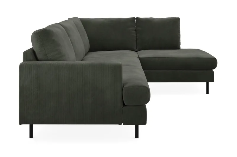 Menard Compact 4-personers Højrevendt L-formet Chaiselongsofa i Manchester - Mørkegrøn - Møbler - Sofaer - Sofa med chaiselong