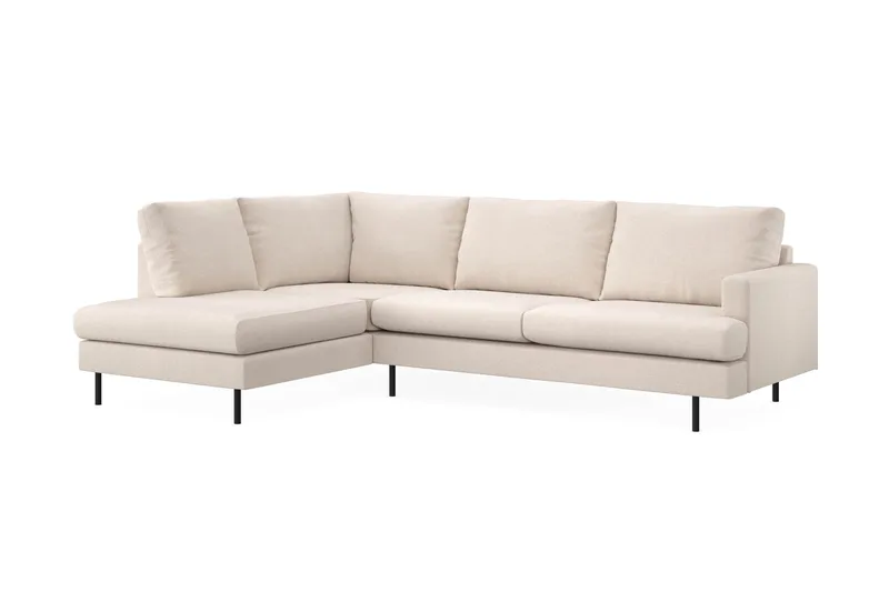 Menard Compact 4-personers Venstrevendt L-formet Chaiselongsofa i Stof - Beige - Møbler - Sofaer - Sofa med chaiselong