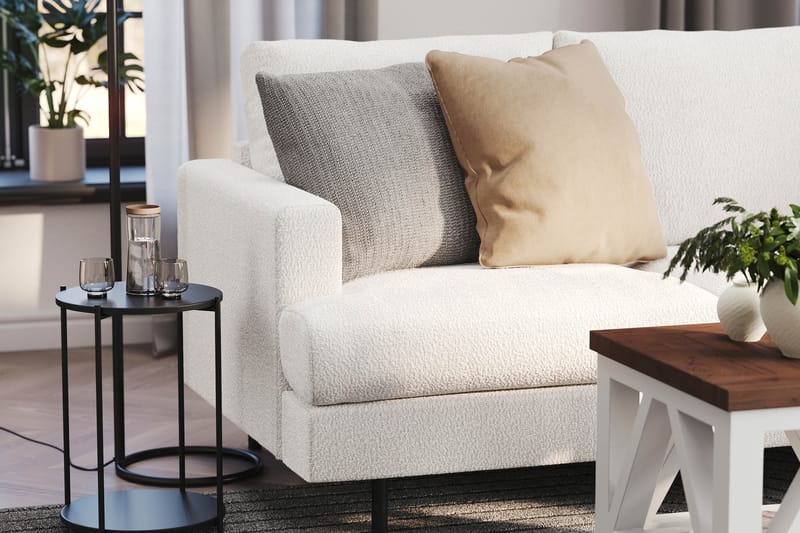 Menard Compact 4-personers Højrevendt L-formet Chaiselongsofa i Bouclé - Hvid - Møbler - Sofaer - Sofa med chaiselong