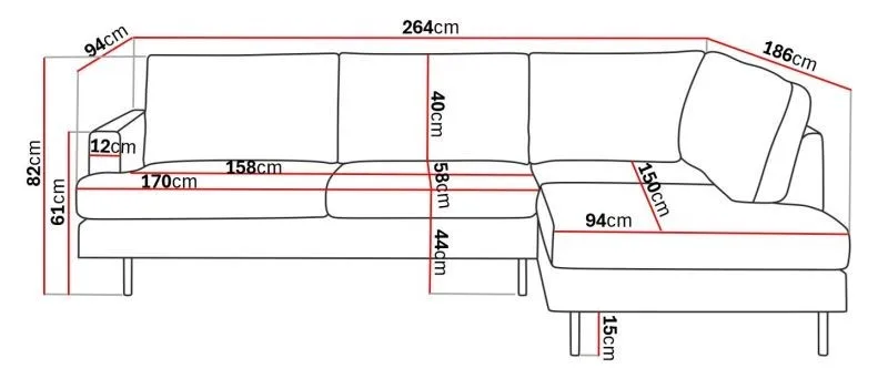 Menard Compact 4-personers Højrevendt L-formet Chaiselongsofa i Stof - Lysegrå - Møbler - Sofaer - Sofa med chaiselong