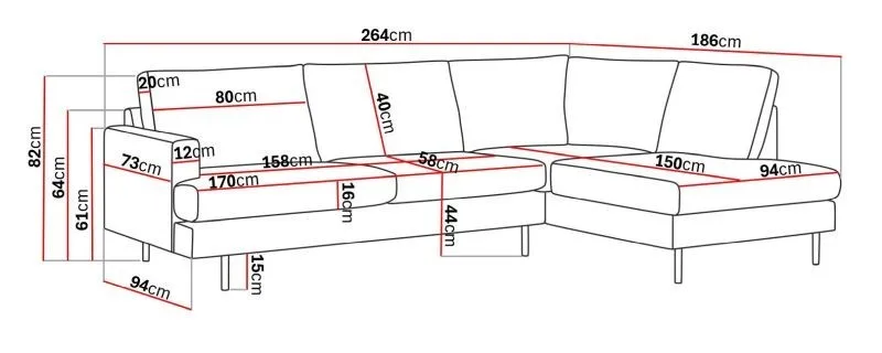 Menard Compact 4-personers Højrevendt L-formet Chaiselongsofa i Stof - Lysegrå - Møbler - Sofaer - Sofa med chaiselong