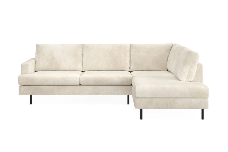 Menard Compact 4-personers Højrevendt L-formet Chaiselongsofa i Fløjl - Cremehvid - Møbler - Sofaer - Sofa med chaiselong