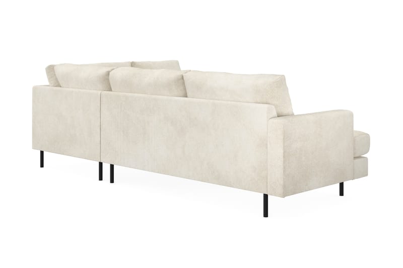 Menard Compact 4-personers Højrevendt L-formet Chaiselongsofa i Fløjl - Cremehvid - Møbler - Sofaer - Sofa med chaiselong