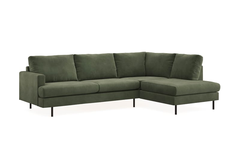 Menard Compact 4-personers Højrevendt L-formet Chaiselongsofa i Manchester - Grøn - Møbler - Sofaer - Sofa med chaiselong