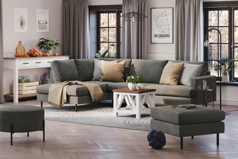 Menard Compact 4-personers Venstrevendt L-formet Chaiselongsofa i Manchester - Grå - Møbler - Sofaer - Sofa med chaiselong