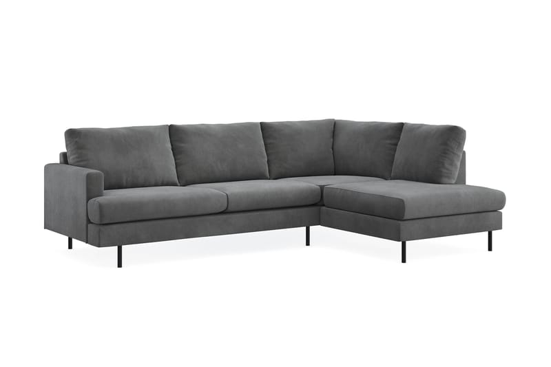 Menard Compact 4-personers Højrevendt L-formet Chaiselongsofa i Manchester - Grå - Møbler - Sofaer - Sofa med chaiselong
