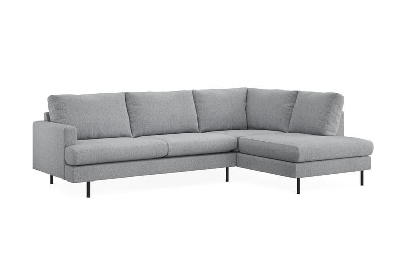 Menard Compact 4-personers Højrevendt L-formet Chaiselongsofa i Stof - Grå - Møbler - Sofaer - Sofa med chaiselong