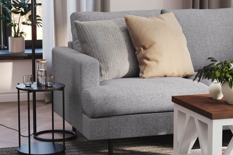 Menard Compact 4-personers Højrevendt L-formet Chaiselongsofa i Stof - Grå - Møbler - Sofaer - Sofa med chaiselong
