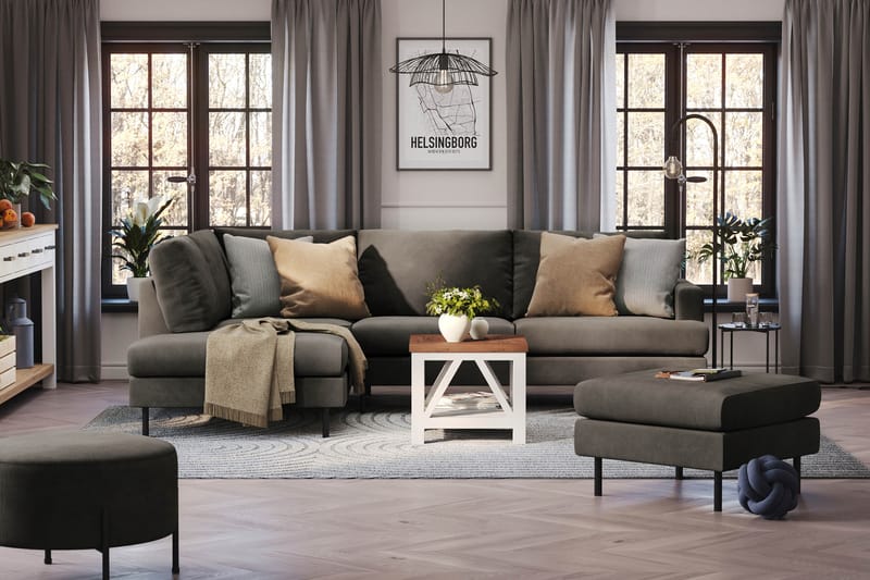 Menard Compact 4-personers Venstrevendt L-formet Chaiselongsofa i Manchester - Mørkegrå - Møbler - Sofaer - Sofa med chaiselong