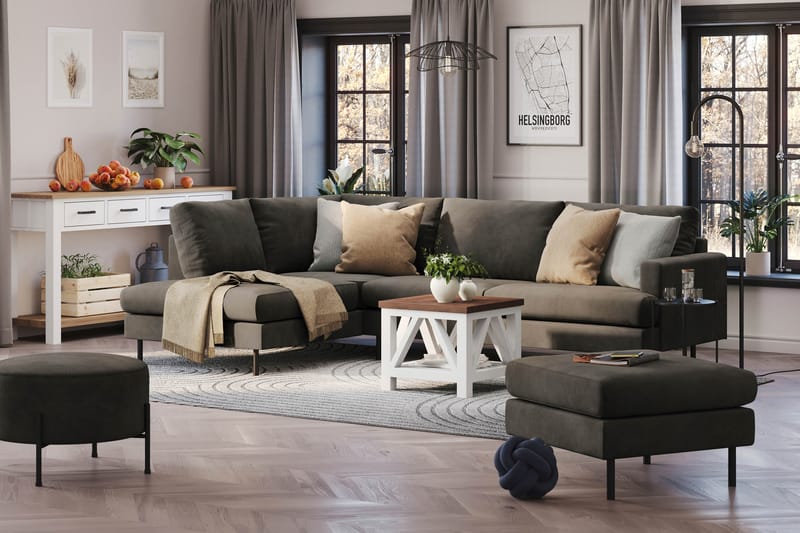 Menard Compact 4-personers Venstrevendt L-formet Chaiselongsofa i Manchester - Mørkegrå - Møbler - Sofaer - Sofa med chaiselong