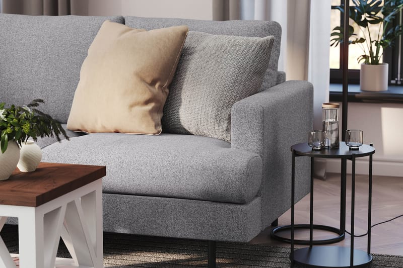 Menard Compact 4-personers Venstrevendt L-formet Chaiselongsofa i Stof - Grå - Møbler - Sofaer - Sofa med chaiselong