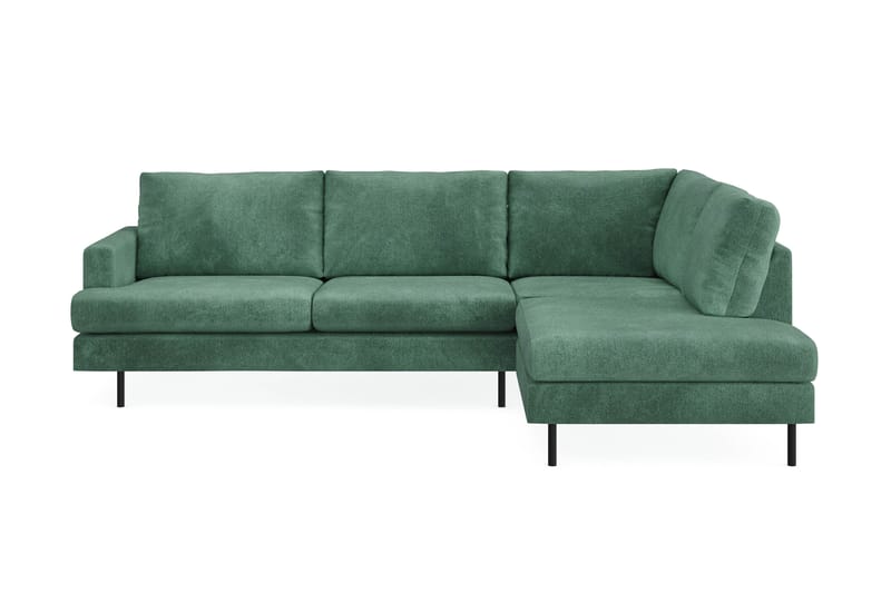 Menard Compact 4-personers Højrevendt L-formet Chaiselongsofa i Fløjl - Mørkegrøn - Møbler - Sofaer - Sofa med chaiselong