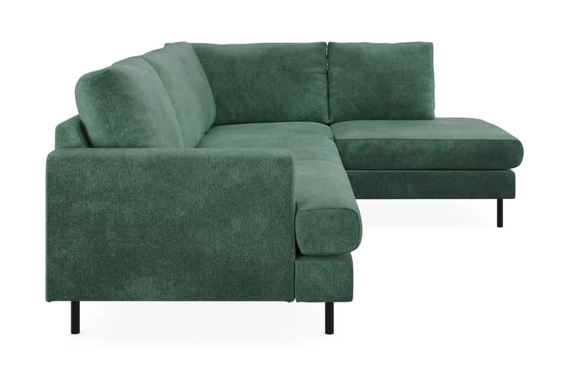 Menard Compact 4-personers Højrevendt L-formet Chaiselongsofa i Fløjl - Mørkegrøn - Møbler - Sofaer - Sofa med chaiselong