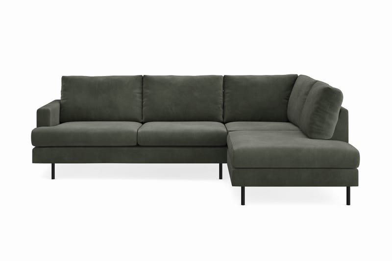 Menard Compact 4-personers Højrevendt L-formet Chaiselongsofa i Manchester - Mørkegrøn - Møbler - Sofaer - Sofa med chaiselong