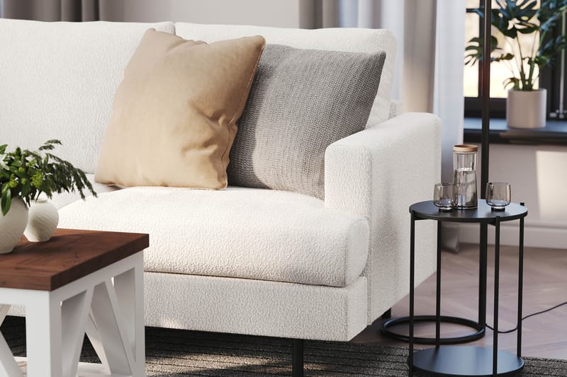Menard Compact 4-personers Venstrevendt L-formet Chaiselongsofa i Bouclé - Hvid - Møbler - Sofaer - Sofa med chaiselong