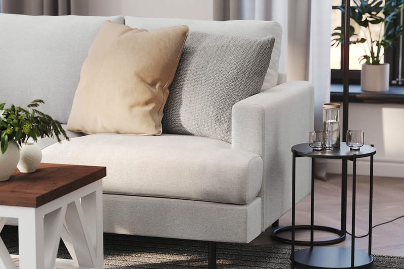 Menard Compact 4-personers Venstrevendt L-formet Chaiselongsofa i Stof - Lysegrå - Møbler - Sofaer - Sofa med chaiselong