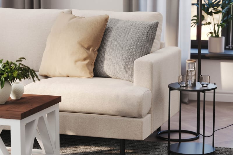 Menard Compact 4-personers Venstrevendt L-formet Chaiselongsofa i Stof - Beige - Møbler - Sofaer - Sofa med chaiselong