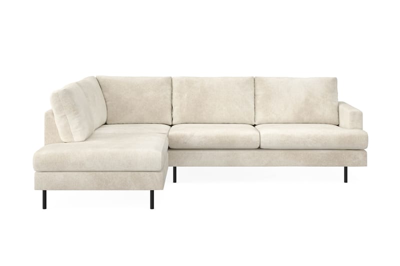 Menard Compact 4-personers Venstrevendt L-formet Chaiselongsofa i Fløjl - Cremehvid - Møbler - Sofaer - Sofa med chaiselong