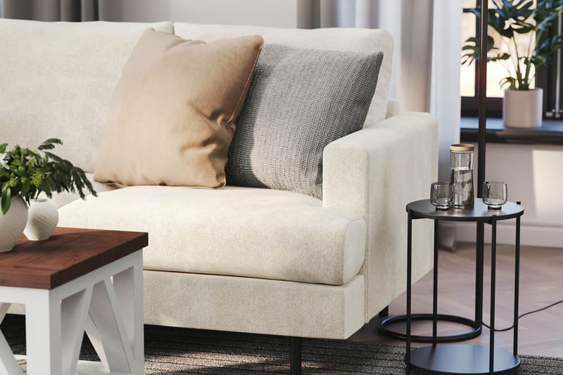 Menard Compact 4-personers Venstrevendt L-formet Chaiselongsofa i Fløjl - Cremehvid - Møbler - Sofaer - Sofa med chaiselong