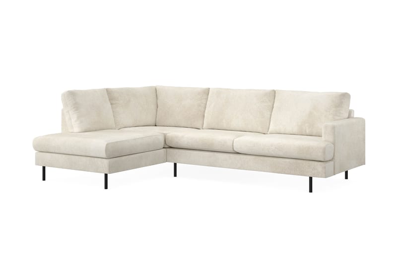 Menard Compact 4-personers Venstrevendt L-formet Chaiselongsofa i Fløjl - Cremehvid - Møbler - Sofaer - Sofa med chaiselong