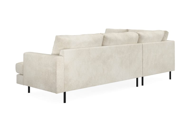 Menard Compact 4-personers Venstrevendt L-formet Chaiselongsofa i Fløjl - Cremehvid - Møbler - Sofaer - Sofa med chaiselong