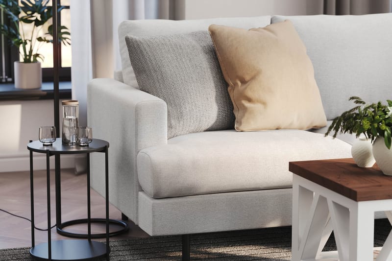 Menard Compact 4-personers Højrevendt L-formet Chaiselongsofa i Stof - Lysegrå - Møbler - Sofaer - Sofa med chaiselong
