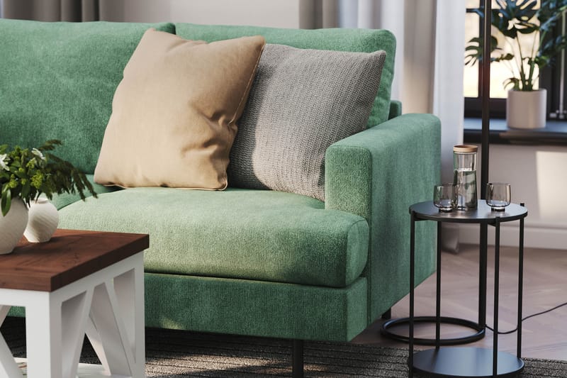 Menard Compact 4-personers Venstrevendt L-formet Chaiselongsofa i Fløjl - Mørkegrøn - Møbler - Sofaer - Sofa med chaiselong