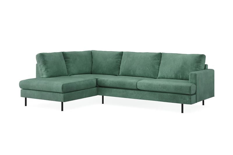 Menard Compact 4-personers Venstrevendt L-formet Chaiselongsofa i Fløjl - Mørkegrøn - Møbler - Sofaer - Sofa med chaiselong