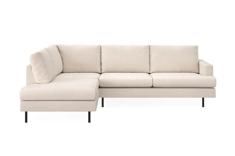 Menard Compact 4-personers Venstrevendt L-formet Chaiselongsofa i Stof - Beige - Møbler - Sofaer - Sofa med chaiselong
