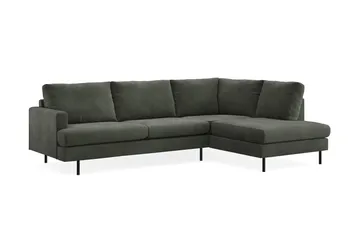 Menard Compact 4-personers Højrevendt L-formet Chaiselongsofa i Manchester - Mørkegrøn - Møbler - Sofaer - Sofa med chaiselong