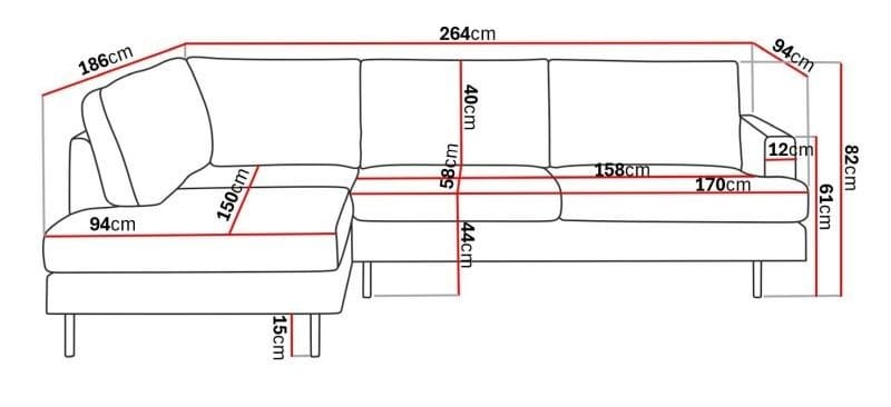 Menard Compact 4-personers Venstrevendt L-formet Chaiselongsofa i Fløjl - Cremehvid - Møbler - Sofaer - Sofa med chaiselong