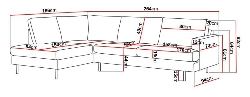 Menard Compact 4-personers Venstrevendt L-formet Chaiselongsofa i Stof - Lysegrå - Møbler - Sofaer - Sofa med chaiselong