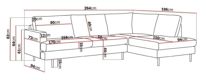 Menard Compact 4-personers Højrevendt L-formet Chaiselongsofa i Stof - Mørkegrå - Møbler - Sofaer - Sofa med chaiselong