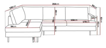 Menard Compact 4-personers Venstrevendt L-formet Chaiselongsofa i Stof - Beige - Møbler - Sofaer - Sofa med chaiselong