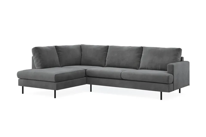 Menard Compact 4-personers Venstrevendt L-formet Chaiselongsofa i Manchester - Grå - Møbler - Sofaer - Sofa med chaiselong