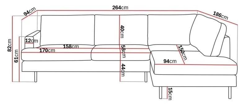 Menard Compact 4-personers Højrevendt L-formet Chaiselongsofa i Manchester - Mørkegrå - Møbler - Sofaer - Sofa med chaiselong