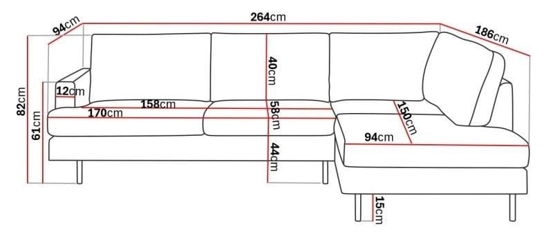 Menard Compact 4-personers Højrevendt L-formet Chaiselongsofa i Manchester - Grå - Møbler - Sofaer - Sofa med chaiselong