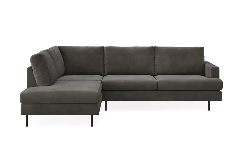 Menard Compact 4-personers Venstrevendt L-formet Chaiselongsofa i Manchester - Mørkegrå - Møbler - Sofaer - Sofa med chaiselong