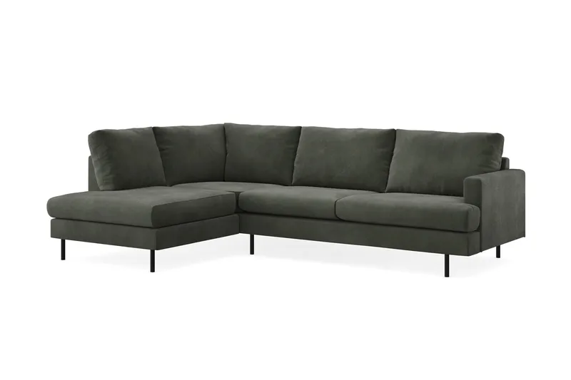 Menard Compact 4-personers Venstrevendt L-formet Chaiselongsofa i Manchester - Mørkegrøn - Møbler - Sofaer - Sofa med chaiselong