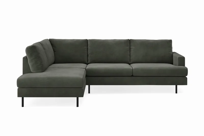 Menard Compact 4-personers Venstrevendt L-formet Chaiselongsofa i Manchester - Mørkegrøn - Møbler - Sofaer - Sofa med chaiselong